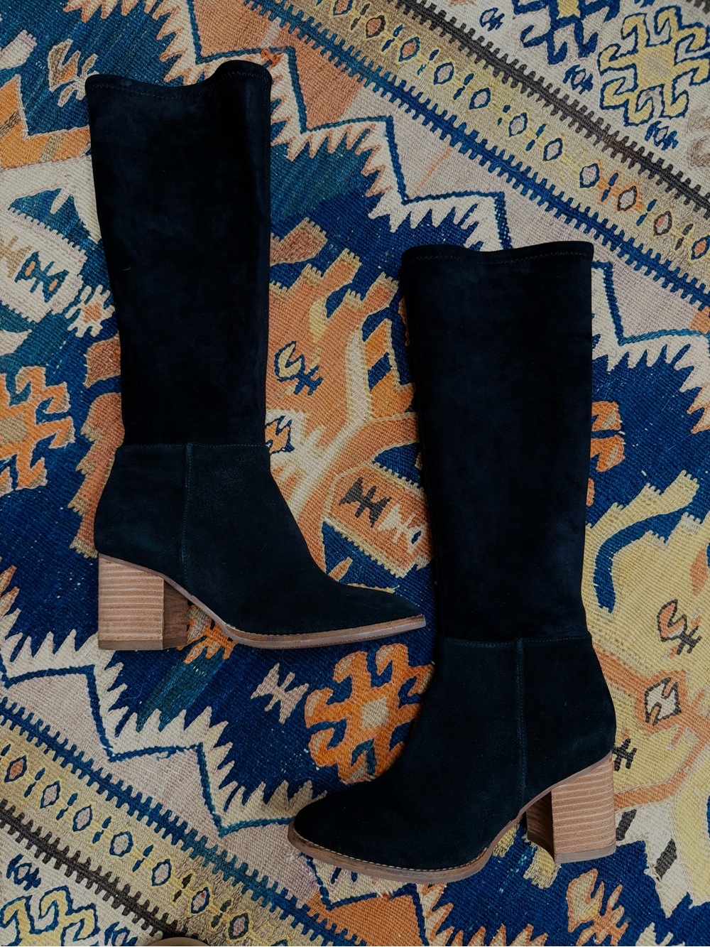 Blondo Size 8 Waterproof Black Suede Mid-Calf Block Heel Boots